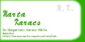 marta karacs business card
